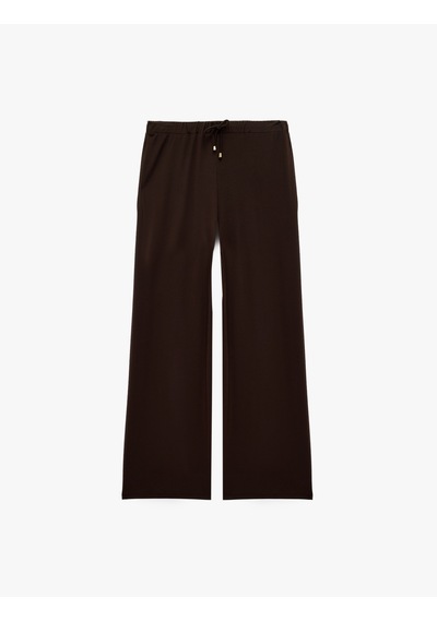 Koton Beli Bağcıklı Standart Bel Straight Fit Pantolon Kahverengi 7wak40029ek Kahve