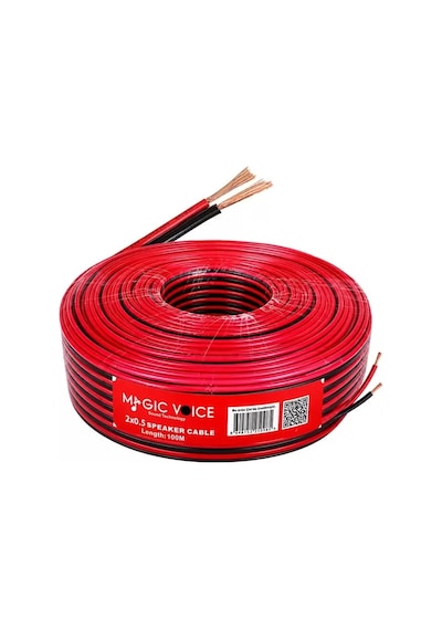 Sh Magicvoice Mv-29559 2x0.50mm Siyah Kırmızı 100 Metre Cca Hoparlör Ses Kablosu Najmaddin