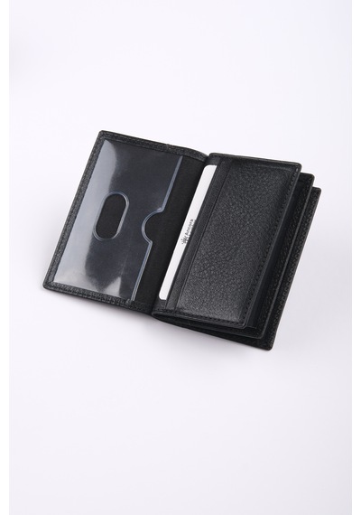 Ancora Leather Hakiki Deri Minimal Kartlık-26206 Siyah