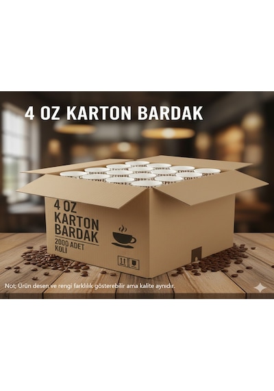Bencup 4 Oz 100 Ml Karton Bardak, 2000 Adet, Ekonomik Koli, Espresso - Türk Kahvesi, Mini Boy 2000