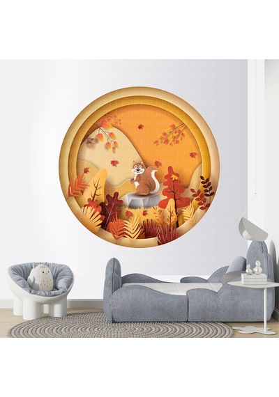 Daire Desende Sincap Çocuk Odası Poster Duvar Kağıdı