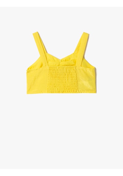 Koton Crop Üst Askılı Önü Büzgülü Sarı 2skg60140aw Sarı