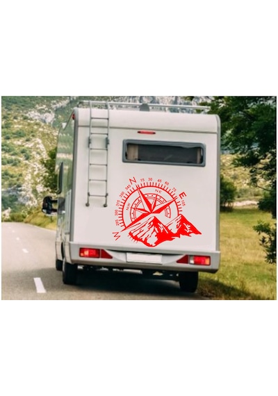 Pusula Ve Dağ Sticker - 4x4 Off Road Adventure Sticker - Araba Oto Motosiklet Karavan Sticker - 02112 60x47 Cm