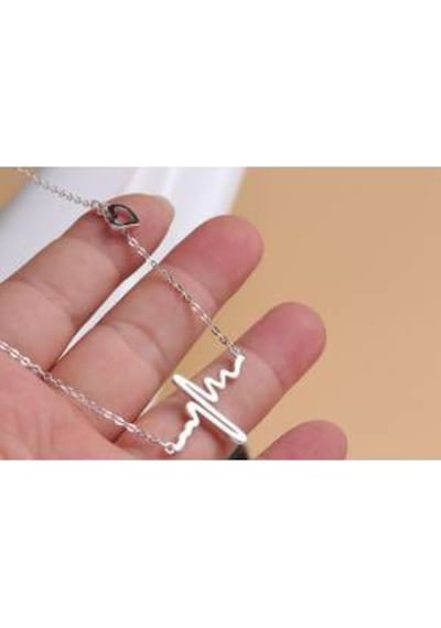 Worldshop Kalp Ritim Model Taki Kolye Gümüş - Altin Kaplama Sevgililer Günü
