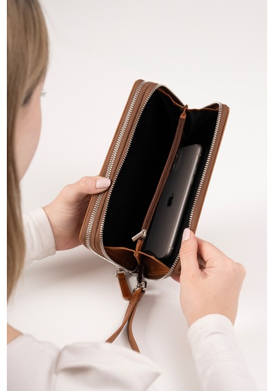 Taba Unisex Telefon Cüzdanı El Çantası Taba