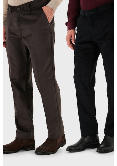 Buratti Normal Bel Regular Fit Düz Paça 2'Li Paket Erkek Kadife Pantolon 645Merlins2 Kahve-Siyah
