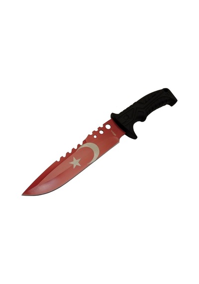 Bora Ayyıldız Mf011 Rd Kırmızı Av Bıçağı 31cm - Testere Detaylı Bıçak, Kılıflı, Plastik Sap