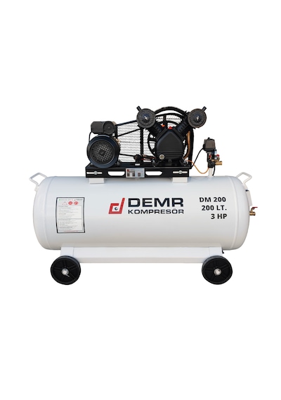 Demr Kompresör Pistonlu 200 LT 2 Kafa 8 Bar 3 HP IDM200 Hava Kompresörü