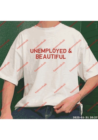 Slogan Unisex Yazılı Oversize Tshirt Twgwbr11 Beyaz