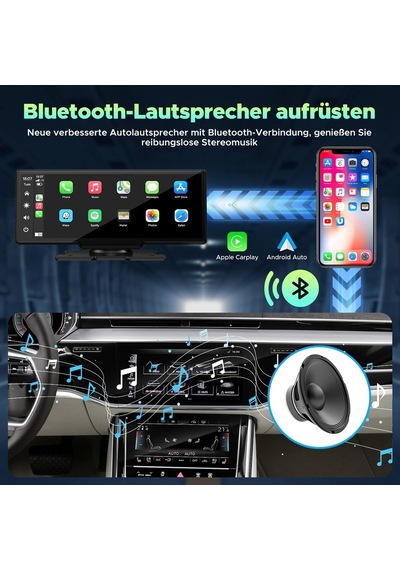 Kablosuz Apple Carplay Ve Android Auto, 2k Ön Dashcam'li Araba Stereo, Bluetooth 5.0/gps/fm/aux/mirror Link/64g Tf Card İle Taşınabilir Carplay 9.26 İnç Full Hd Dokunmatik Ekran Monitör