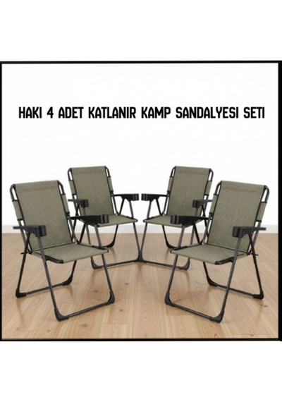Uyguna-yakala Haki 4 Adet Katlanır Kamp Sandalyesi Seti-tab.357 Çok Renkli