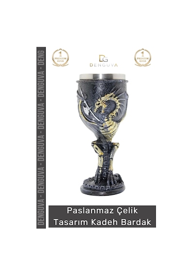 Bardak Paslanmaz Çelik Dekoratif Tasarım Şık Lüks Dayanıklı Hediye 180 Ml Kadeh Bardak 19 7 Cm Çok Renkli