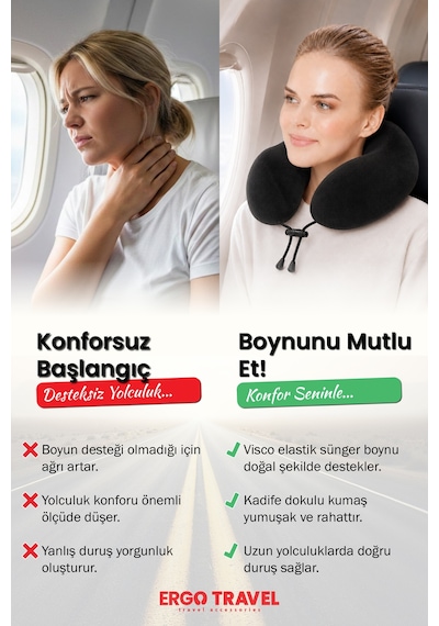 Viscofoam Comfy Ortopedik Seyahat Yastığı Visco Boyun Destekli Seyahat Yastığı - Siyah | Ergo Travel Viscofoam Comfy Ortopedik Seyahat Yastığı Visco Boyun Destekli Seyahat Yastığı - Siyah | Ergo Travel