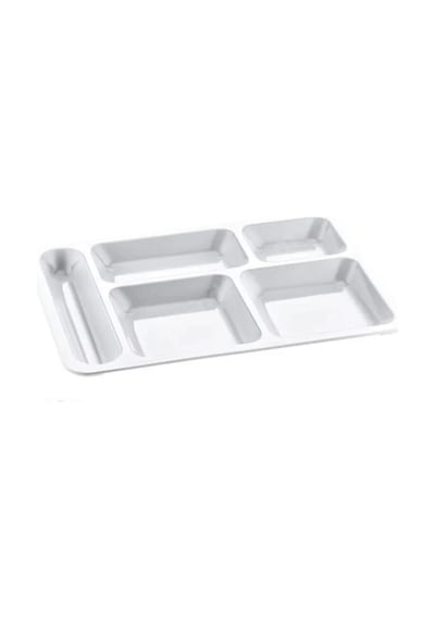 5 Gözlü Kırılmaz Plastik Tabldot Tabağı Beyaz Self Servis Tabildot Tabilot Tabak Çok Renkli