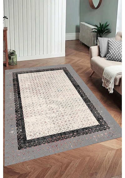 Rovigo Home Dijital Baskı Yıkanabilir Kaymaz Taban Salon Halısı Ve Yolluk Rvg0909-fnl126 Gri