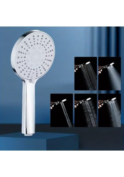 Yüksek Basınçlı 5 Fonksiyonlu Duş Başlığı Ayarlanabilir Lüks Banyo Başlığı Gümüş Eva / Pvc Diğer