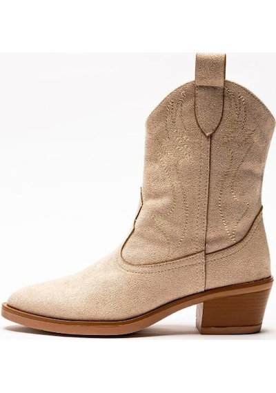 Aycan Shoes Kadın Kovboy Çizme Western Nakış Desenli Lisa Topuklu Süet 001