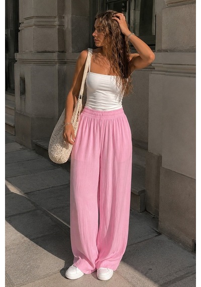 Madmext Pembe Transparan Yüksek Bel Pantolon Mg2871