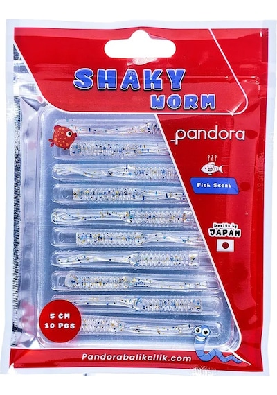 Pandora Shaky Worm 5cm 10 Adet Lrf Silikonu Red Berry