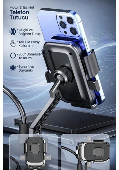 Xy-089 Motosiklet & Bisiklet Ayna Baglantılı Telefon Tutucu Çok Renkli