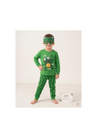 Deniva Kids Erkek Çocuk Yeşil Kurbağa Baskılı Uzun Kollu Pijama Takımı Ve Uyku Maskesi Seti Deniva Kids Erkek Çocuk Yeşil Kurbağa Baskılı Uzun Kollu Pijama Takımı Ve Uyku Maskesi Seti