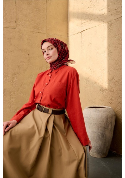 Silk Home Soft Eşarp 73099-21 Açık Kırmızı, Soluk Siyah, Vizon