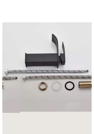 Rena Design Siyah Lavabo Bataryası Oval Çıkış Havza Model Yüksek Kalite Lavabo Musluğu Çiftgirişli Armatür