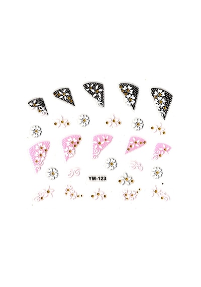 Limmy Tırnak Süsleme Sticker Nail Art Ym-123 - 6x5 Cm - Papatya Pembe Çiçek