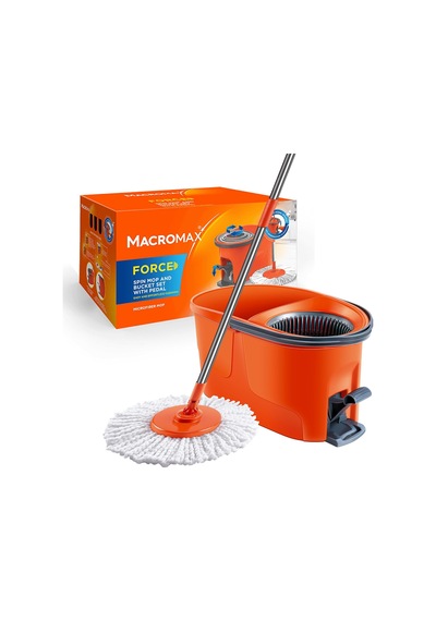 Macromax Force Pedallı Otomatik Temizlik Seti, Döner Mekanizmalı 360 Başlıklı Mikrofiber Paspas