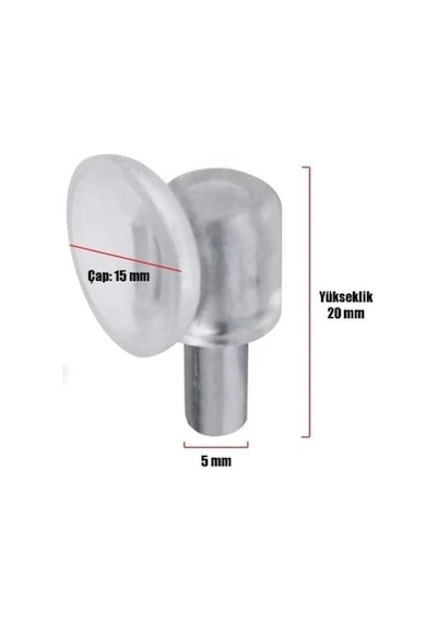 50 Adet Pvc Vantuzlu Raf Pimi 5 Mm