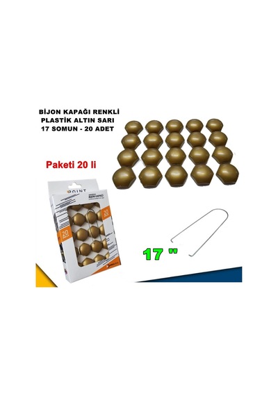 Renkli Bijon Kapağı Plastik Gold Renk Altıgen 17 Mm Bijon Uyumlu 20 Adet