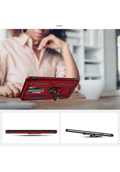 Kilifone - Redmi Note 8 Pro Uyumlu Kılıf Koruyucu Yüzüklü Çift Katman Vega Kapak - Mavi - T10696