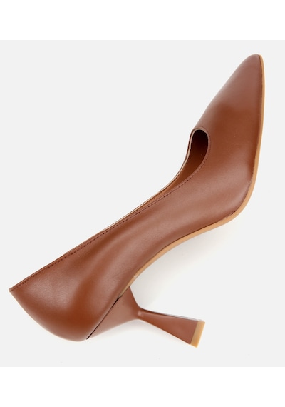 Hotiç Kadın Deri Kahverengi Esnek Tabanlı İnce Topuklu Stiletto
