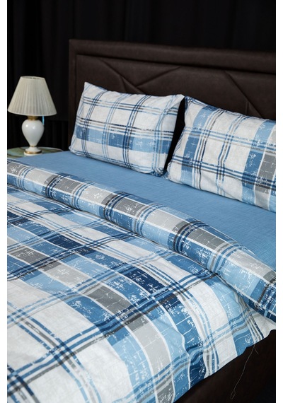 Piemo Lastikli Çarşaflı Çift Kişilik Nevresim Takımı - Mavi MAVI