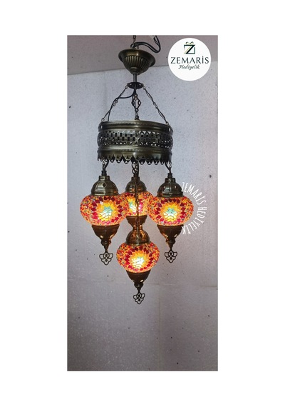 El Yapımı Otantik Mozaik Avize Kırmızı - 807626339 Kırmızı