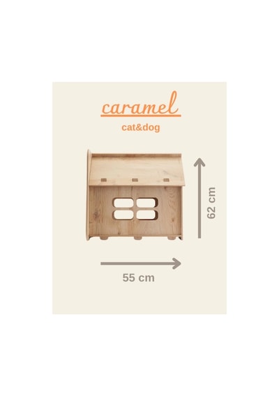 Caramel 30 50 Kedi Köpek Evi Yıkanabilir Kumaş Minderi Ile Beraber