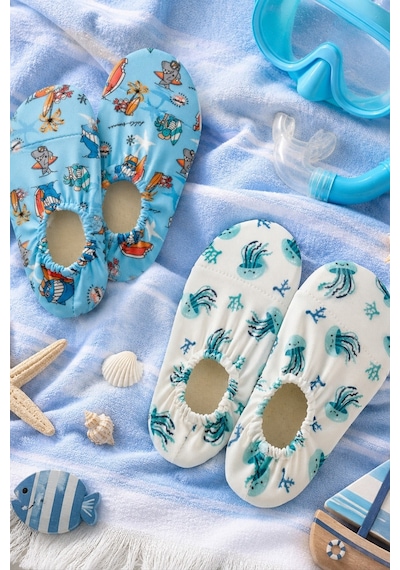 Muggo Baby Kaymaz Tabanlı Unisex Bebek Çocuk Deniz Ayakkabısı Ve Havuz Patiği Mavi