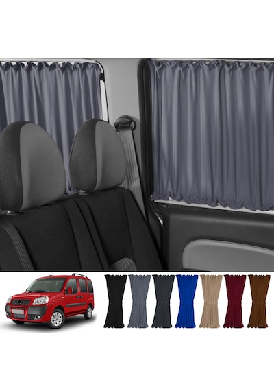 Pandami Fiat Doblo I 2000-2010 Uyumlu Gri Raylı Oto Perde Takımı