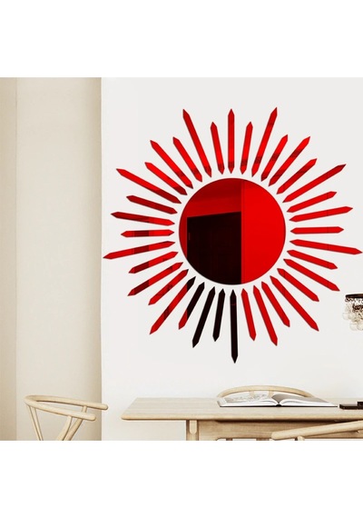 Güneş001 Model Duvar Dekorasyon Süs Kırmızı Renk 50 X 50 Cm