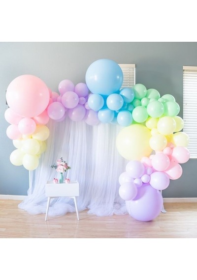 Makaron Karışık 5" İnç 50 Adet Balon ve Balon Zincir Aparatı 5 Metre