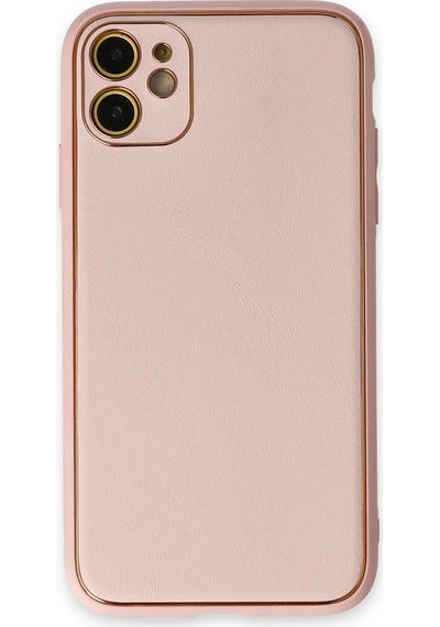 Newface - 629 - İphone 12 Kılıf Coco Deri Silikon Kapak - Edntrend - - Pudra
