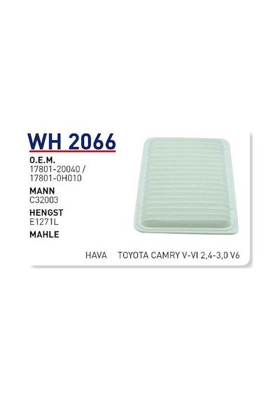 WUNDER WH2066 HAVA FİLTRESİ - Toyota Uyumlu CAMRY V-VI 2,4-3,0 V6