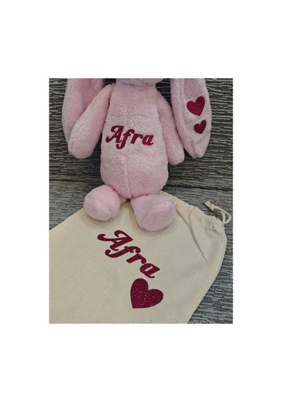İsme Özel Peluş Tavşan-uyku Arkadaşı Pembe Pembe