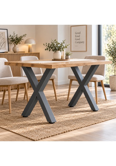 Evkolleksiyon X Tipi Metal Masa Ayağı 2 Li Takım 72x60 Cm 60x60 Profil Antrasit