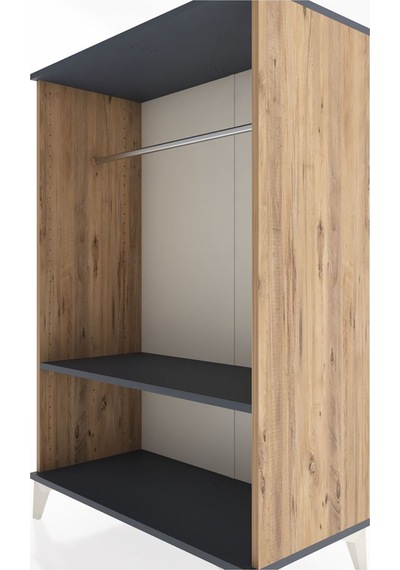 Hyperion Dolap Tek Raflı Tek Askılı 88x44x134 Çam-antrasit Çam