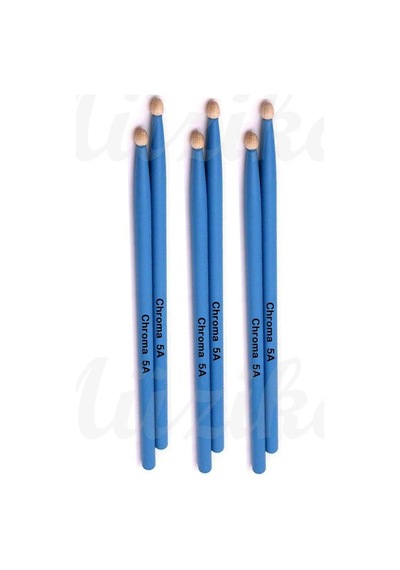 Chroma Baget Mavi 3 Çift - Davul - Bateri Bageti Drumsticks 5a Pürüzsüz Yüzey
