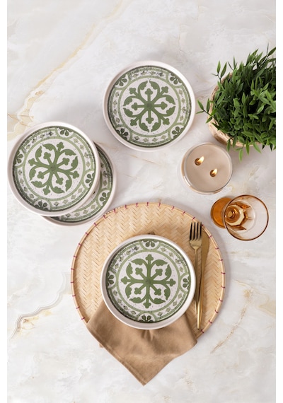 Keramika Timeless Green Stackable Pasta Tabağı 21 Cm 4 Adet 21974 Krem