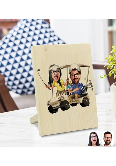 Kişiye Özel Sevgililer Karikatürlü Dekoratif Ahşap Çerçeve Model (539867013)