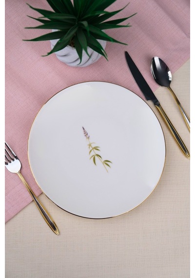 Tabak Evi Porselen Natura Salkım Altın Yaldız Pasta Tabağı 20,50cm Tekli Çok Renkli