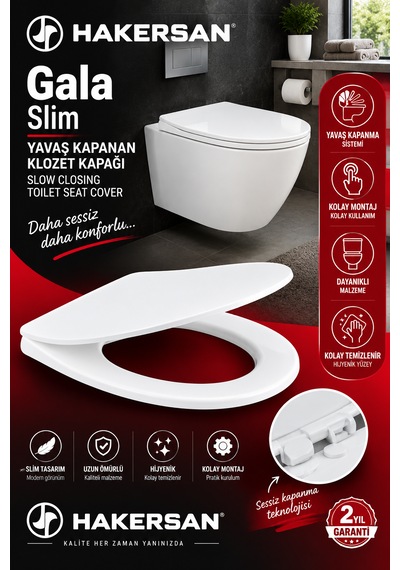 Gala Yavaş Kapanan Klozet Kapağı Soft Close Tak Çıkar Kolay Montaj Beyaz